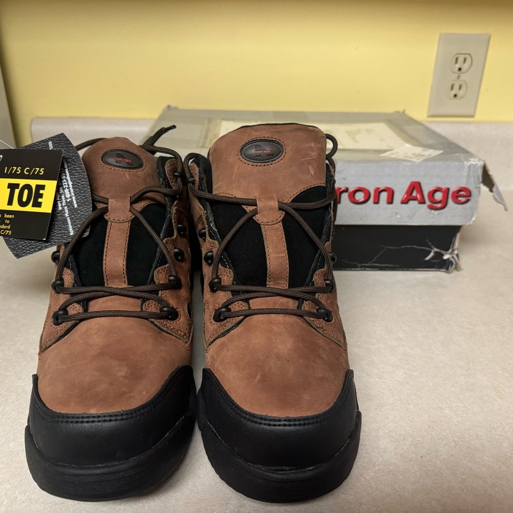 Men’s Iron Age Steel Toe Boots, new, never worn, size 9 1/2 MW